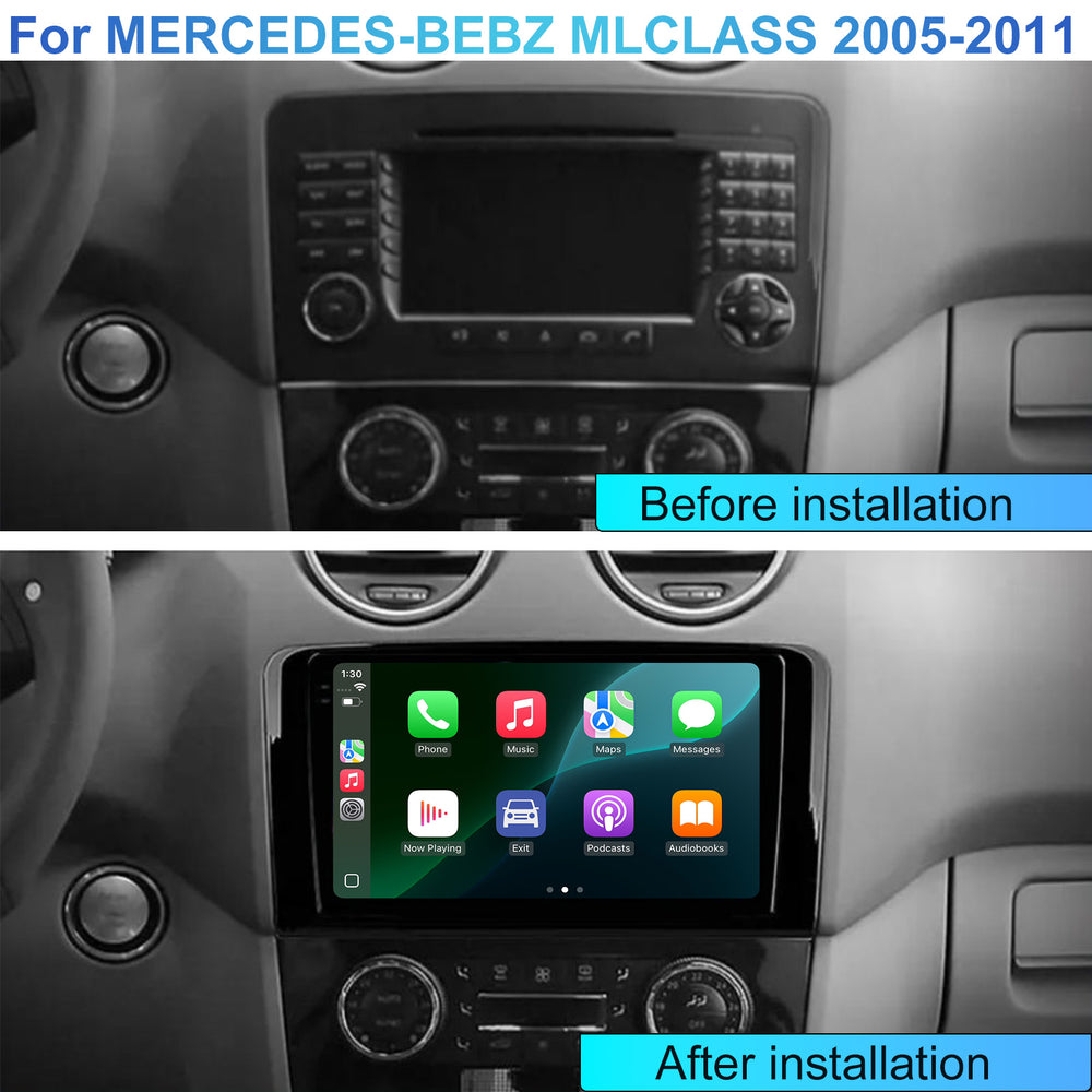 9 Inch HD Screen Car Navigation Radio for MERCEDES-BEBZ ML CLASS 2005-2011, Android 15 Car Stereo with Carplay Android Auto in Dash GPS Bluetooth WIFI FM Steering Wheel Controls