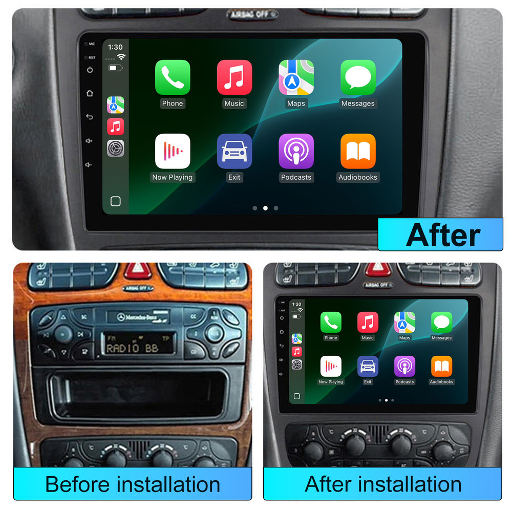 9 inch Android 15 Car Multimedia Stereo forMERCEDES-BEBZ C CLASS 2000-2005, Auto Radio GPS Navigation Wireless CarPlay 4G WIFI DSP Head Unit