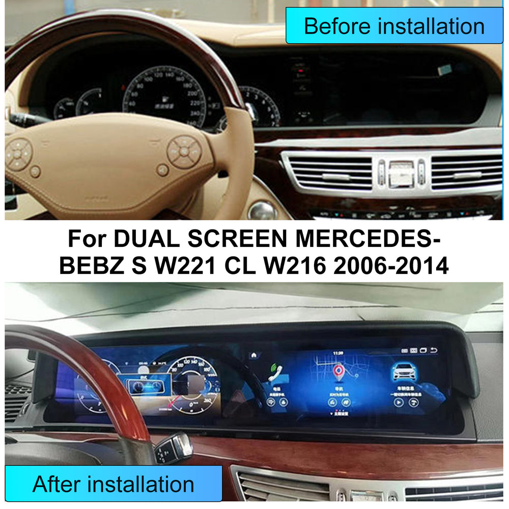 24.6 inch Car DVD Player For DUAL SCREEN MERCEDES-BEBZ S W221 CL W216 2006-2014 GPS Wireless Carplay Android Auto  Head Unit