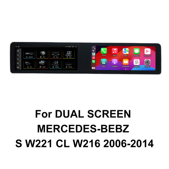 24.6 inch Car DVD Player For DUAL SCREEN MERCEDES-BEBZ S W221 CL W216 2006-2014 GPS Wireless Carplay Android Auto  Head Unit