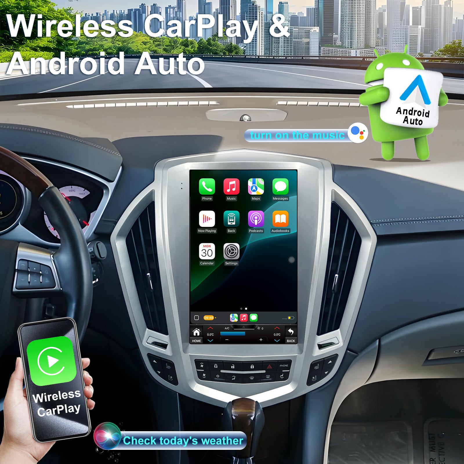 12.1 inch Vertical Screen Tesla Style Car Radio Stereo for Cadillac SRX 2009-2012