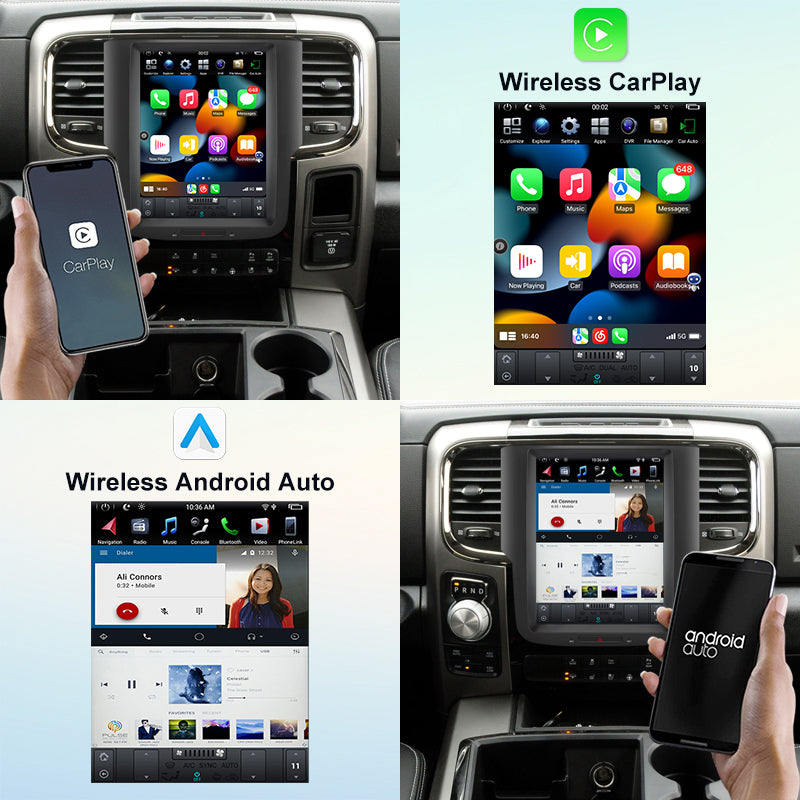 Android Qualcomm Aŭtoradio Plurmedia Aŭtomata Stereo Videoludilo Tuŝekrano GPS Ĉefunuo 1 Din Por Dodge RAM Kamionoj pickup 1500 2500 3500 2012 - 2018