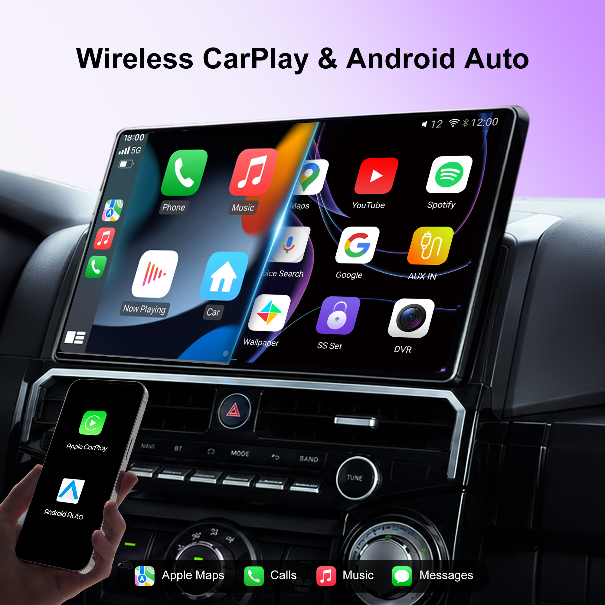 KSPIV 15” Android Car Stereo for Toyota 4Runner 2010-2024, Qualcomm 8-Core 8GB+128GB Touchscreen Radio, Wireless CarPlay Android Auto, DSP DTS Audio, GPS Navigation, Bluetooth, RCA HDMI, Backup Camera, CANBUS Plug & Play