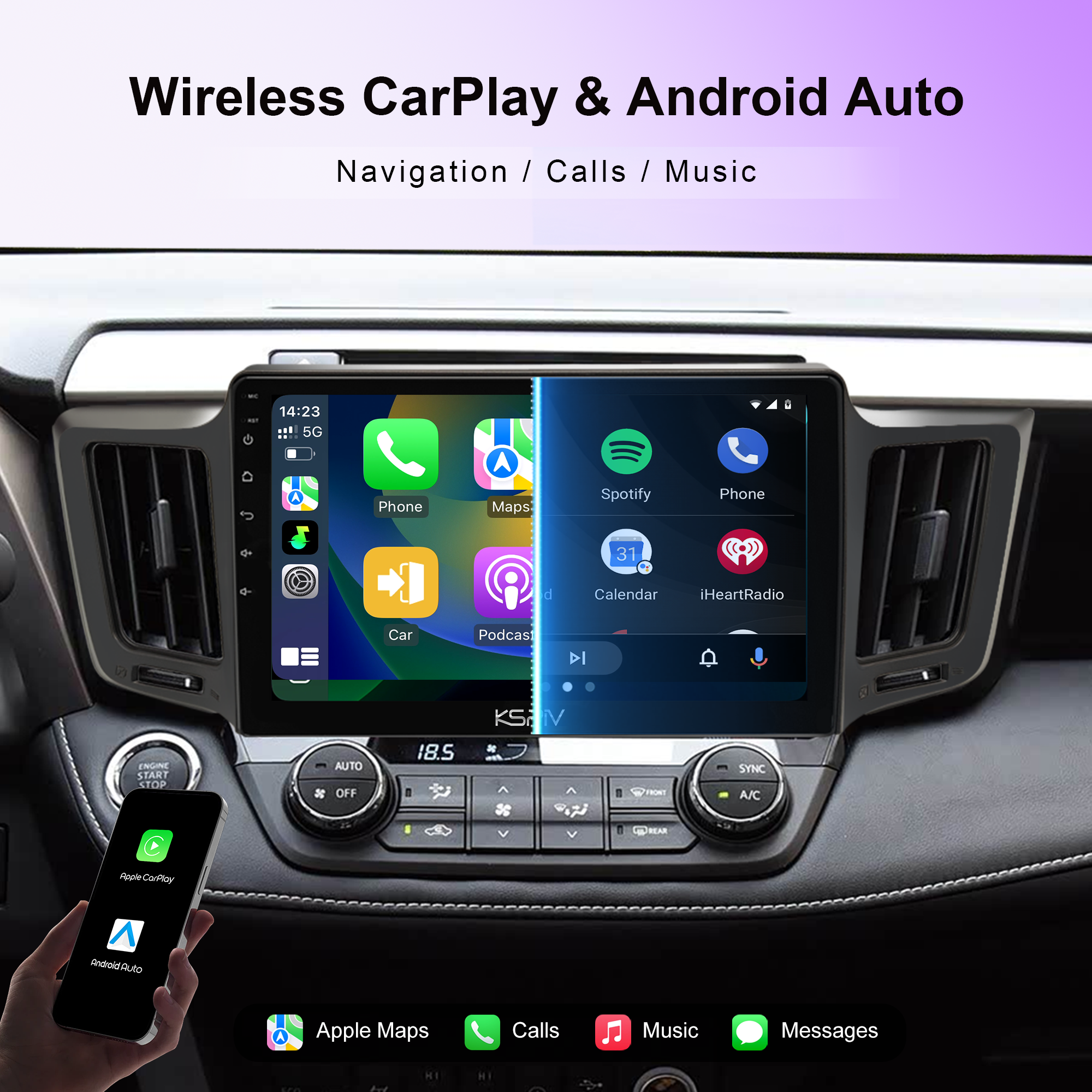 10.1 Inch Touch Screen for TOYOTA RAV4 2013-2018 Radio, Android Car Stereo with Carplay Android Auto in Dash GPS Navigation Bluetooth WIFI FM Steering Wheel Controls