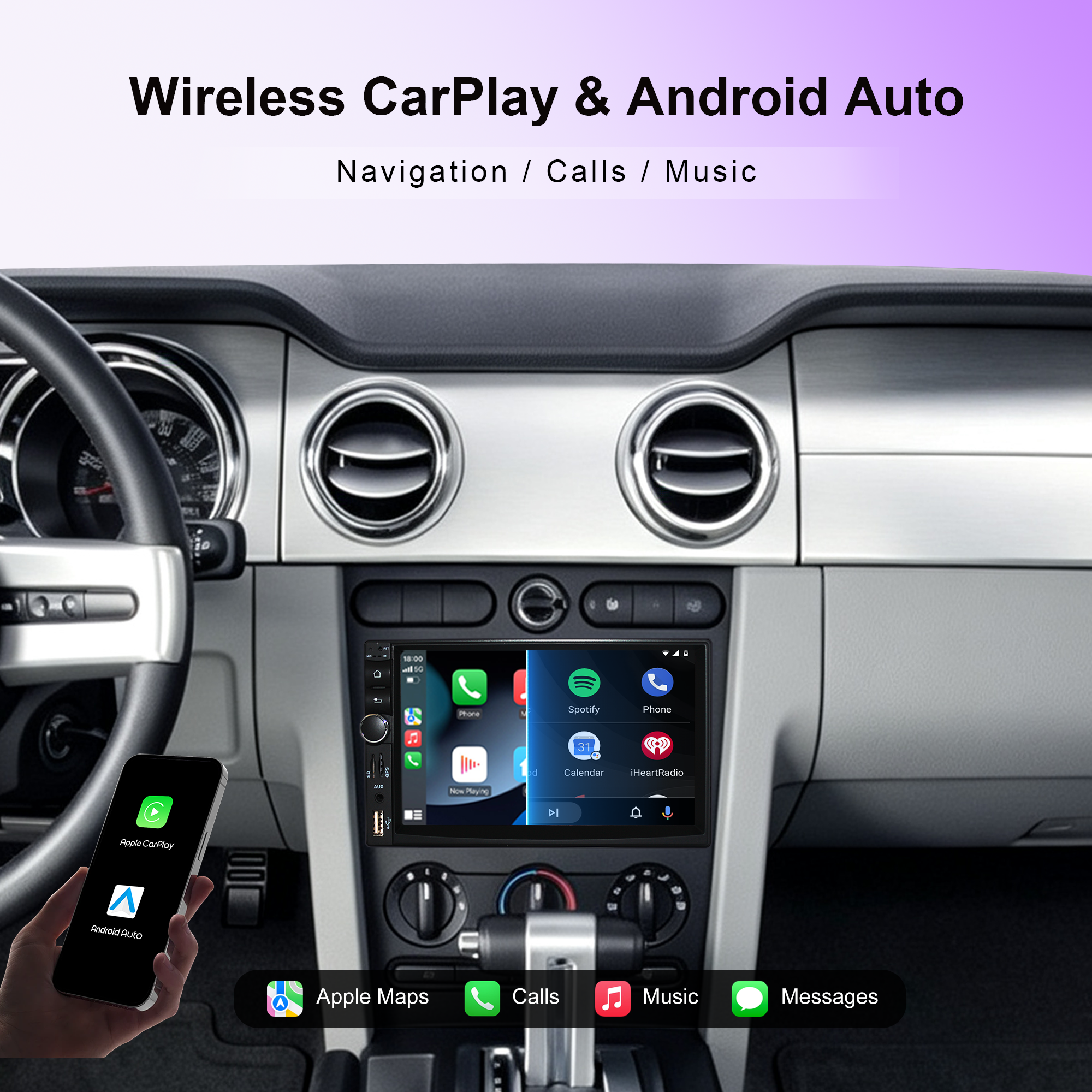 Universal 7 Inch 2 Din Android Car Multimedia Player Touch Screen In-Dash GPS Navigation Autoradio Carplay BLT/WiFi/DSP Headunit