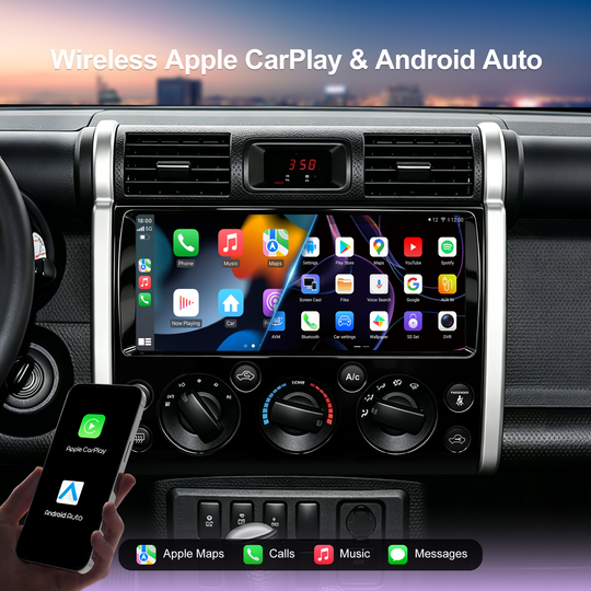 12.3 Inch Android Car Stereo for Toyota FJ Cruiser 2006+, Qualcomm 8-Core 8GB+128GB Touch Screen Radio with Wireless Apple CarPlay Android Auto, DSP DTS Sound, GPS, Bluetooth, RCA HDMI Output, Plug & Play