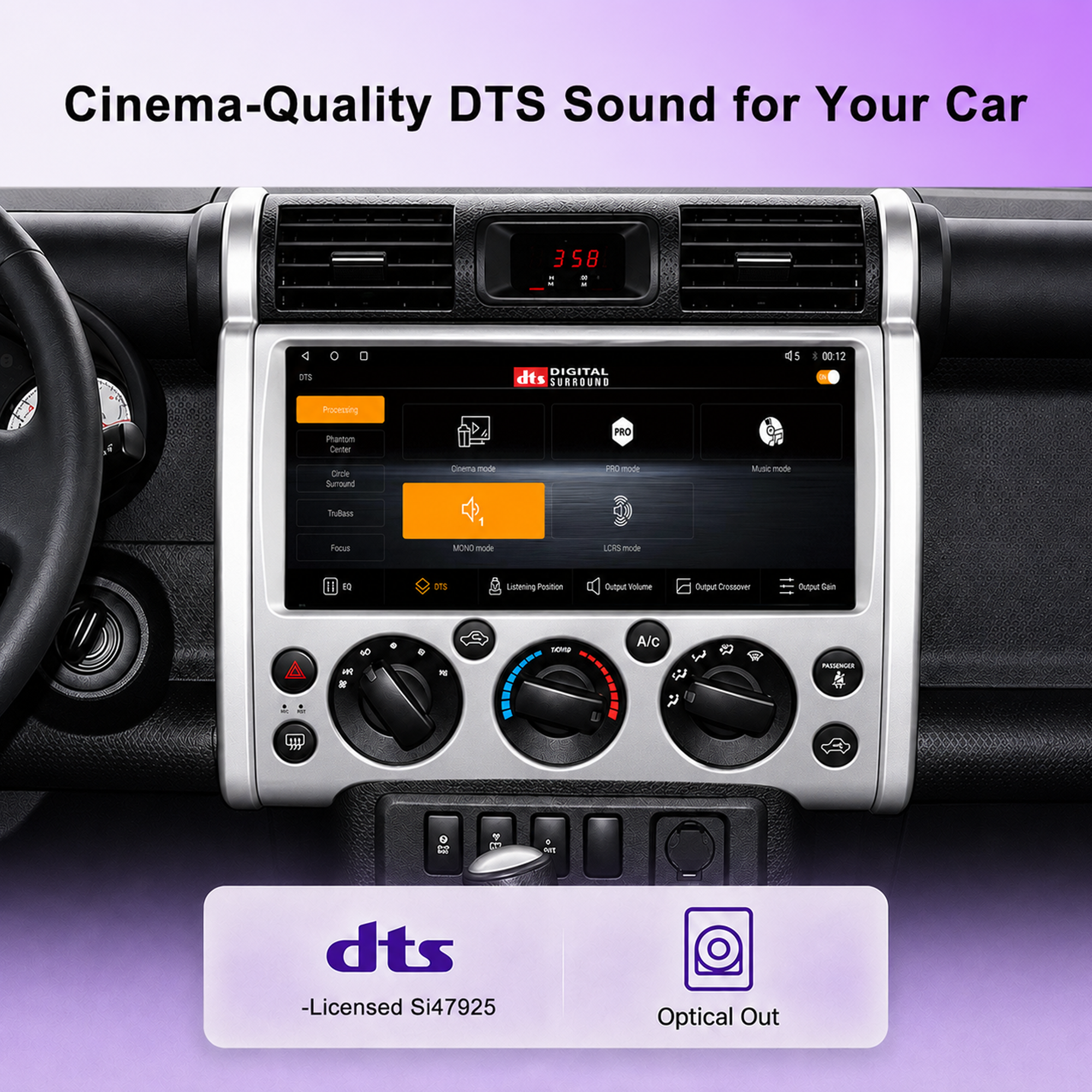 12.3 Inch Android 14 Car Stereo for Toyota FJ Cruiser 2006+, Qualcomm 8-Core 8GB+128GB Radio Upgrade with Wireless Apple CarPlay Android Auto, DSP DTS Sound, GPS, Bluetooth, RCA HDMI Output, Plug & Play