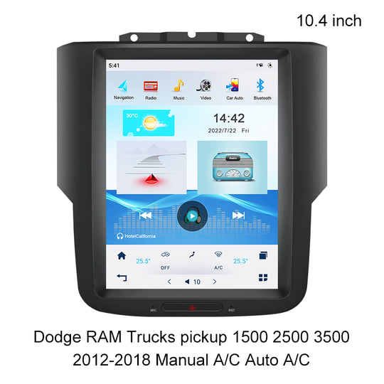 Android Qualcomm Aŭtoradio Plurmedia Aŭtomata Stereo Videoludilo Tuŝekrano GPS Ĉefunuo 1 Din Por Dodge RAM Kamionoj pickup 1500 2500 3500 2012 - 2018