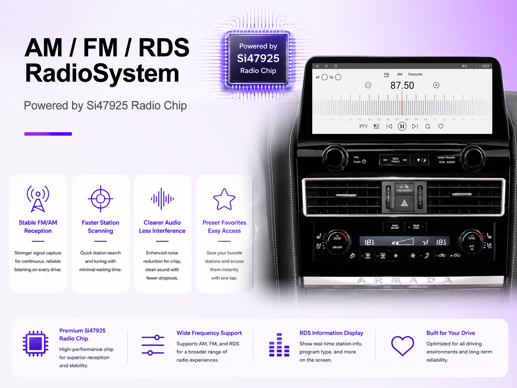 12.3" OEM 2022-Style Android 14 Car Stereo for Infiniti QX80 / Nissan Armada 2010-2021, Wireless CarPlay Android Auto, Qualcomm 8-Core, 8GB+128GB, 4G LTE GPS, DSP DTS, RCA HDMI, Plug & Play