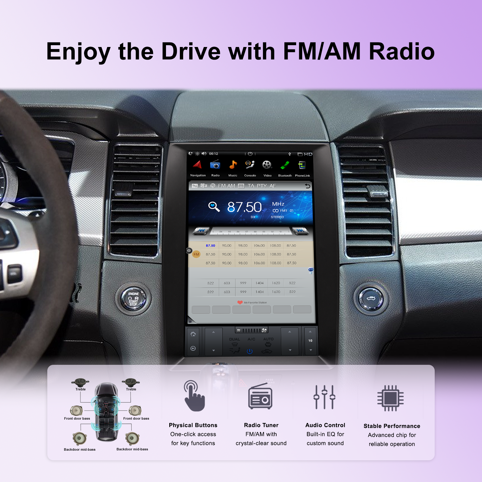 KSPIV | Tesla Style Vertical Screen |  Ford Taurus | 2012-2016 | Middle Level Car Radio Stereo