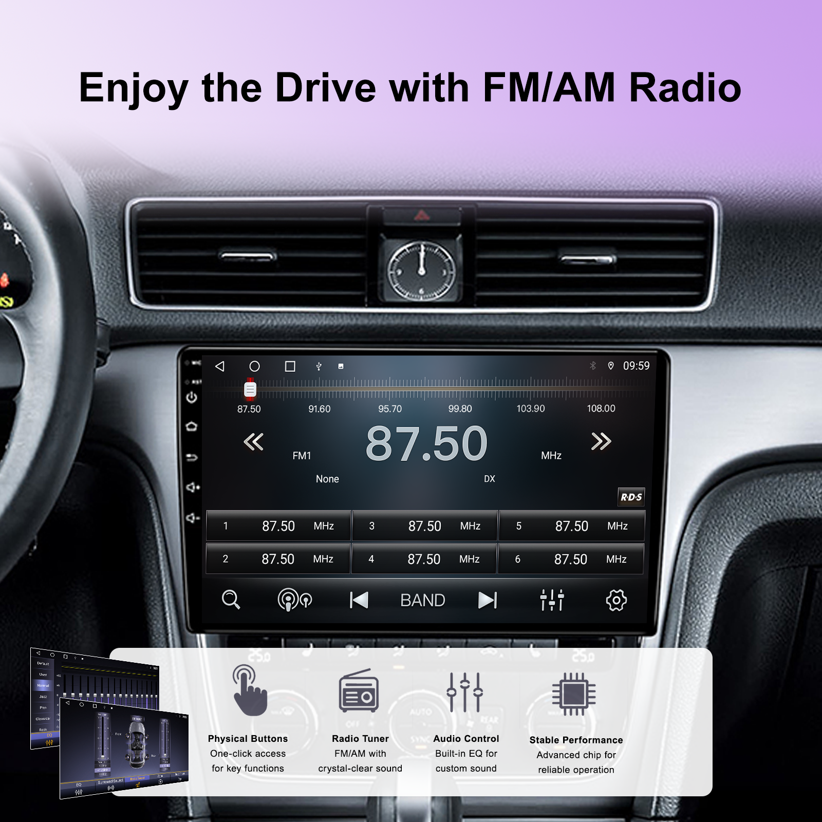 10.1" Android Car Stereo Single Din Universal with Carplay Android Auto IPS Screen