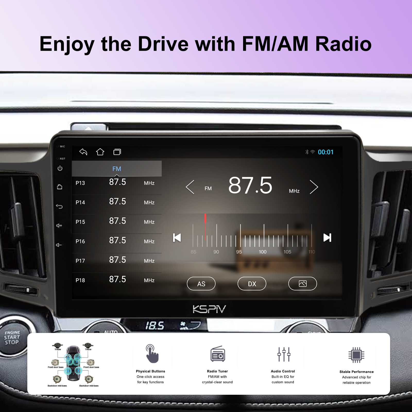 10.1 Inch Touch Screen for TOYOTA RAV4 2013-2018 Radio, Android Car Stereo with Carplay Android Auto in Dash GPS Navigation Bluetooth WIFI FM Steering Wheel Controls