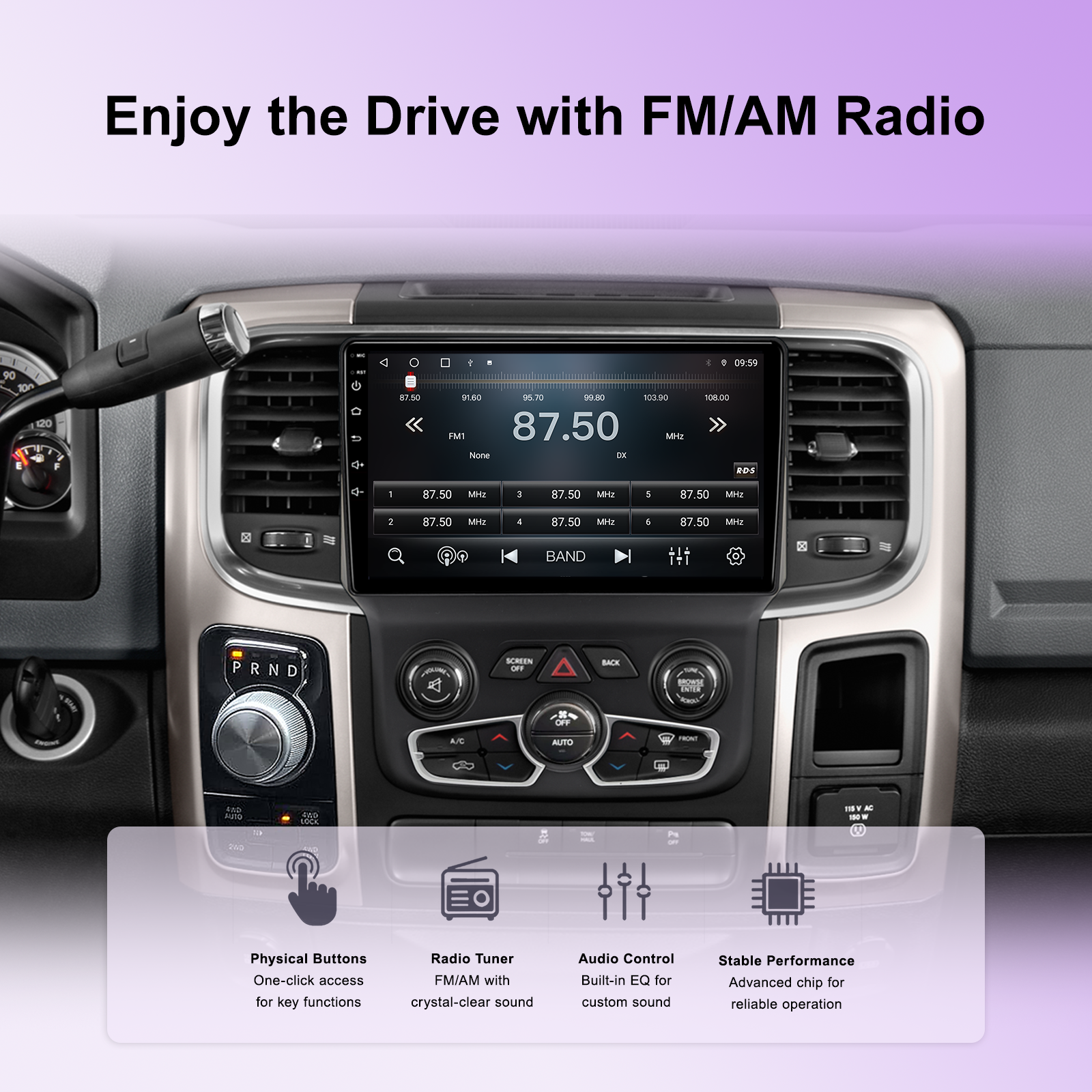 10.4" Vertical Android 14 Car Stereo for Dodge Ram 1500 2500 3500 2013-2018 Auto A/C, Wireless CarPlay Android Auto, 4G LTE GPS Navigation, Bluetooth, Backup Camera, Steering Wheel Control, Plug & Play