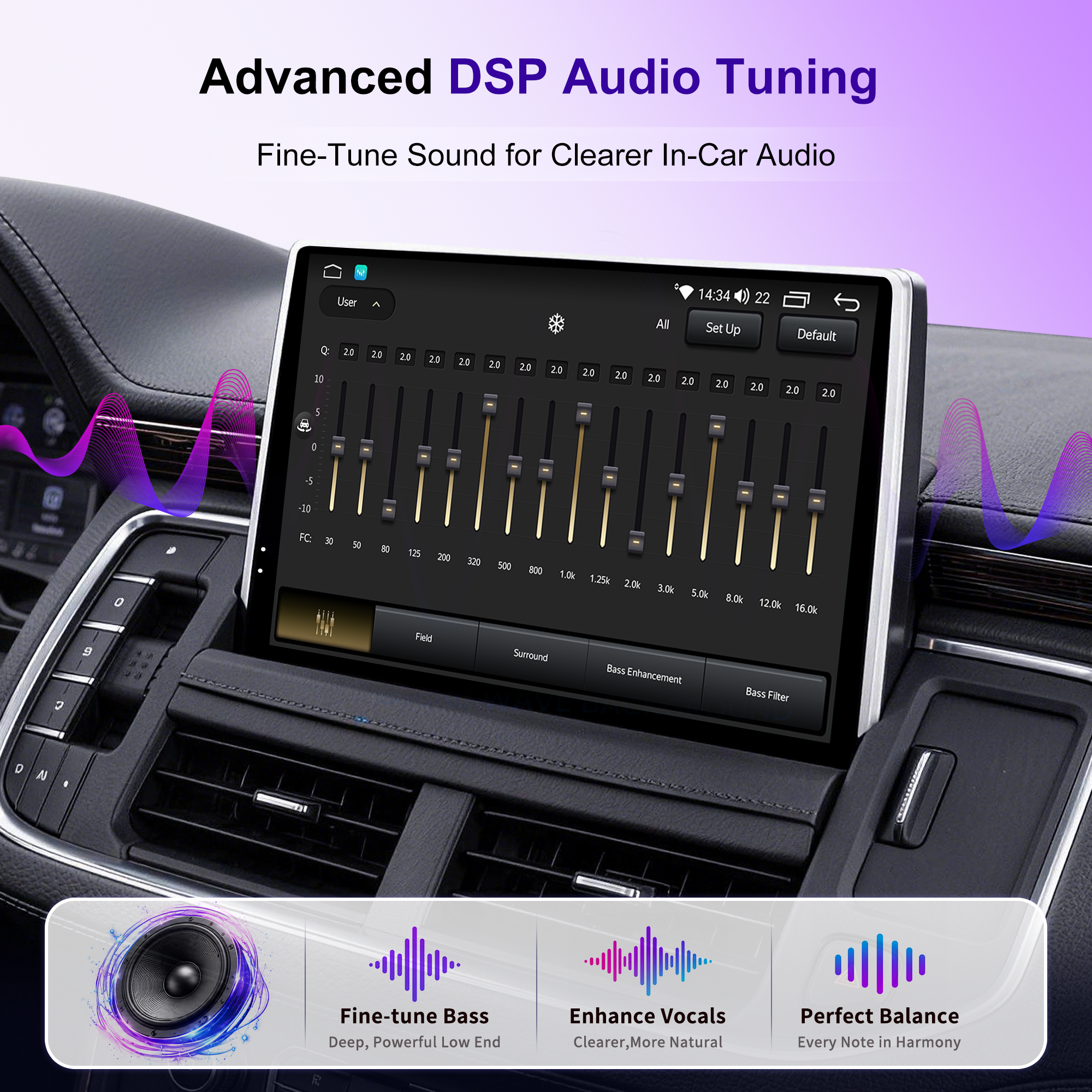 12.9" Android 14 Car Stereo for GMC Yukon XL, Chevy Tahoe & Suburban 2021+, Wireless CarPlay Android Auto, 8-Core, 4G LTE, GPS, DSP, Plug & Pla