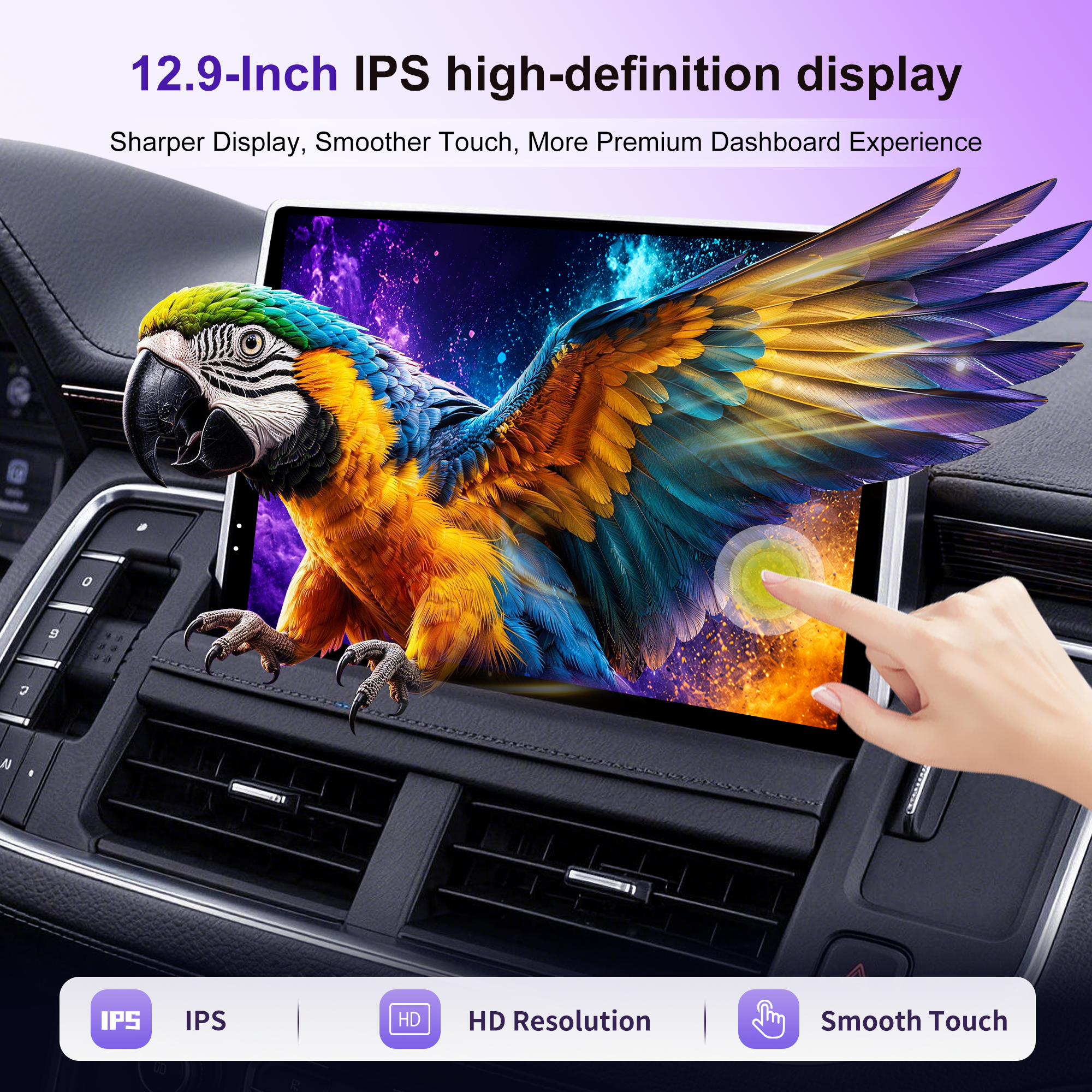 12.9" Android 14 Car Stereo for GMC Yukon XL, Chevy Tahoe & Suburban 2021+, Wireless CarPlay Android Auto, 8-Core, 4G LTE, GPS, DSP, Plug & Pla
