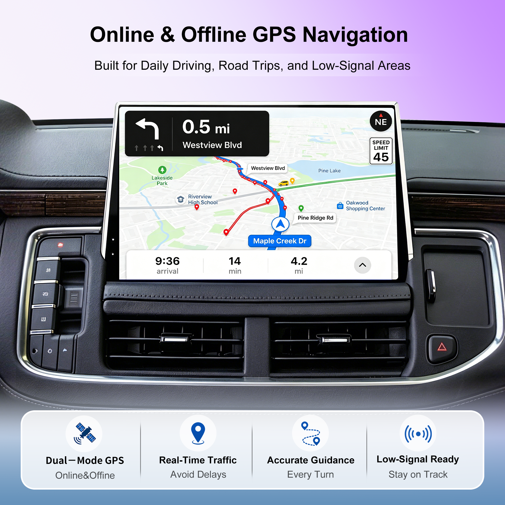 12.9" Android 14 Car Stereo for GMC Yukon XL, Chevy Tahoe & Suburban 2021+, Wireless CarPlay Android Auto, 8-Core, 4G LTE, GPS, DSP, Plug & Pla