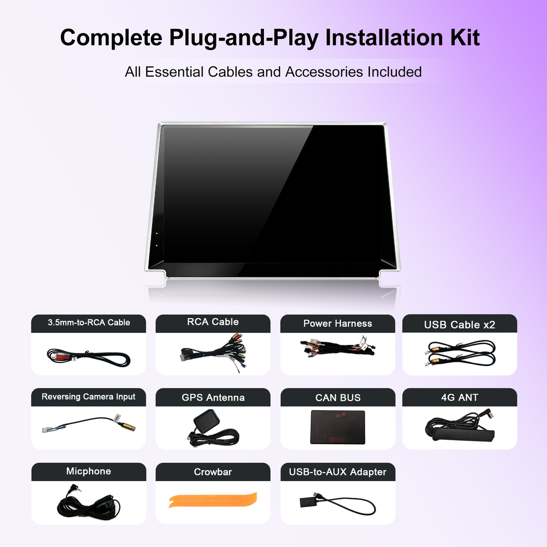 12.9 Inch Android 14 Car Stereo for GMC Yukon XL / Chevrolet Tahoe / Chevrolet Suburban 2021+, Wireless CarPlay Android Auto, 8GB+128GB, 4G LTE, IPS Touchscreen, DSP Audio, GPS Navigation, JBL, Backup Camera, Plug & Play