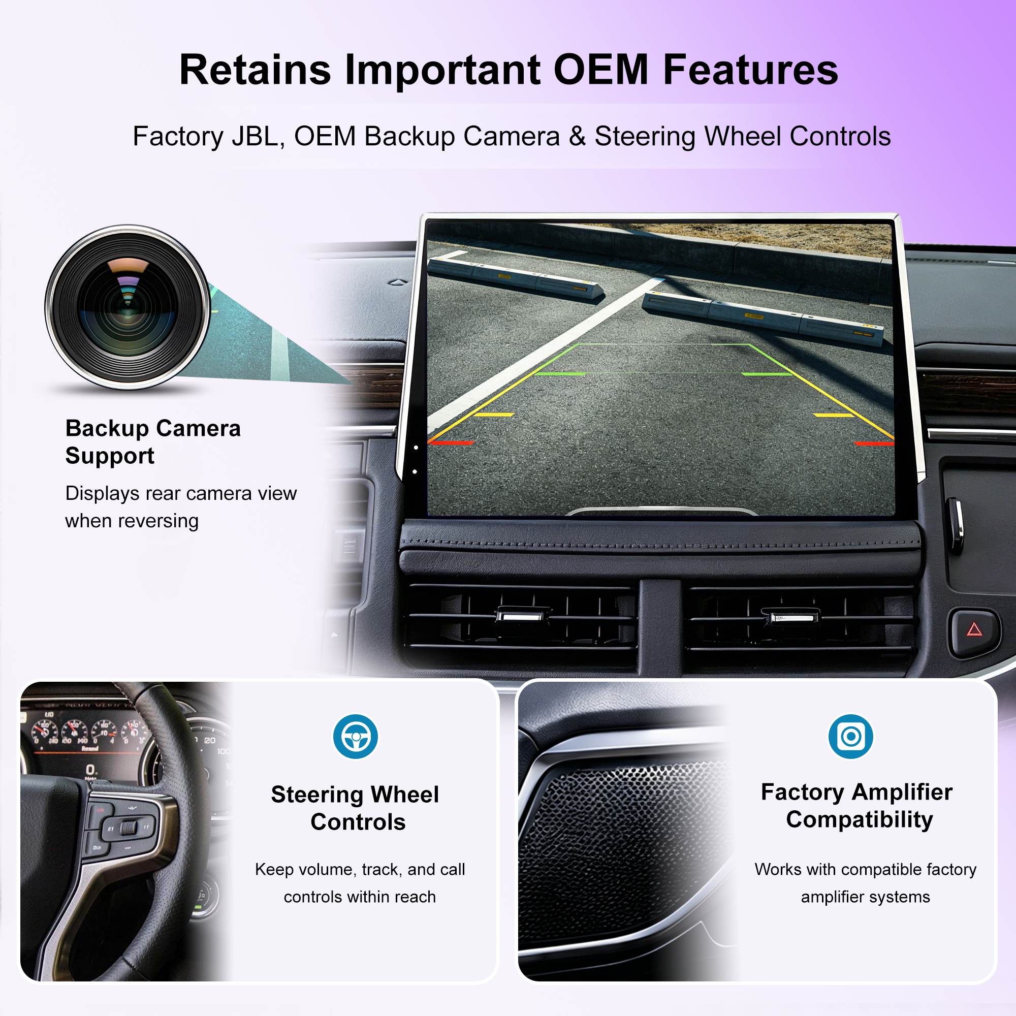 12.9" Android 14 Car Stereo for GMC Yukon XL, Chevy Tahoe & Suburban 2021+, Wireless CarPlay Android Auto, 8-Core, 4G LTE, GPS, DSP, Plug & Pla