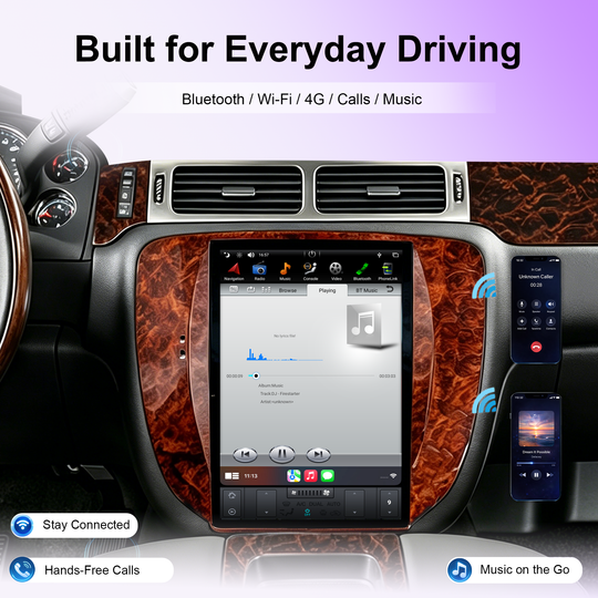 12.1" Tesla Style Android Car Stereo for GMC Yukon, Chevy Tahoe & Suburban 2007–2015, Wireless CarPlay, Android Auto, GPS, 4GB+32GB/64GB