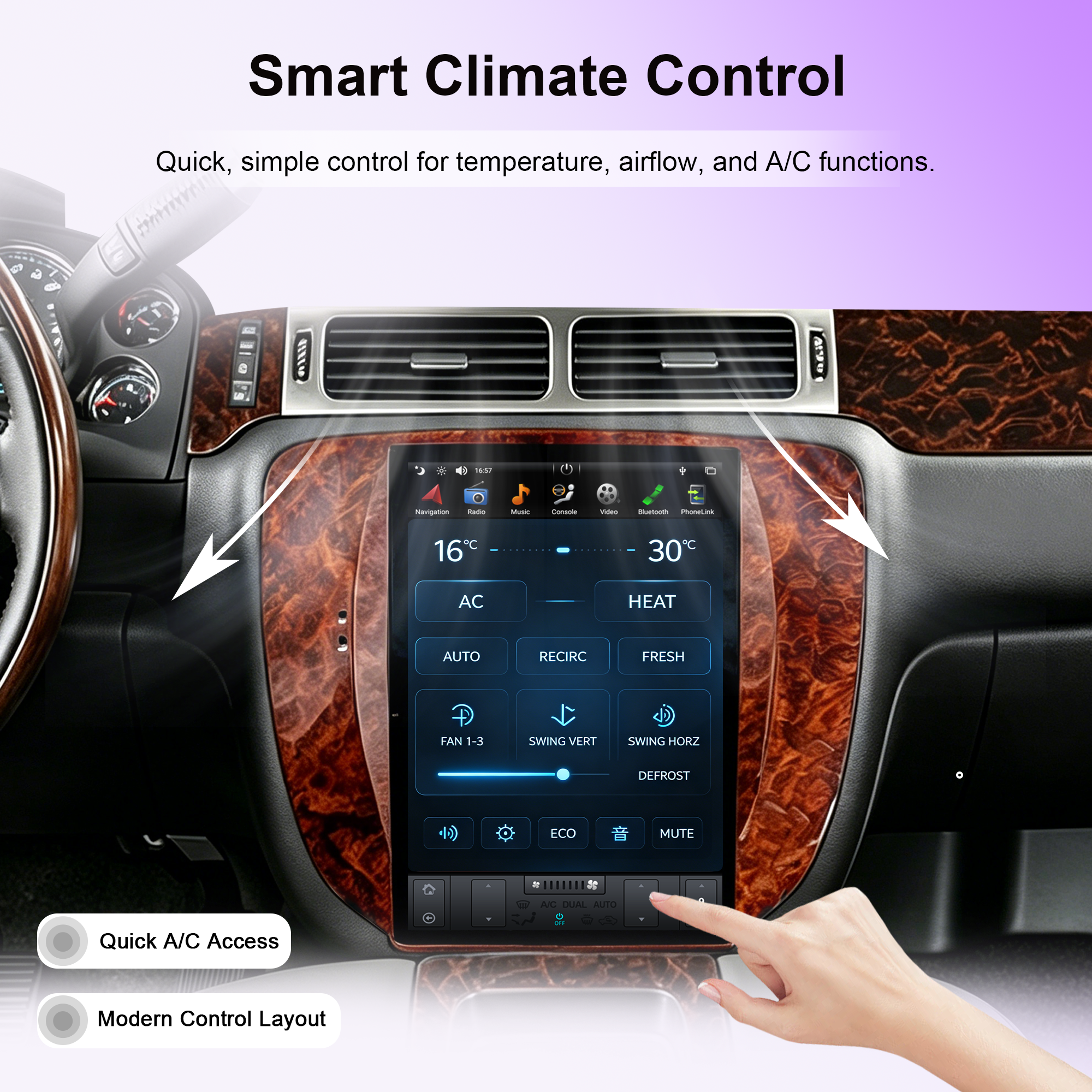 12.1" Tesla Style Android Car Stereo for GMC Yukon, Chevy Tahoe & Suburban 2007–2015, Wireless CarPlay, Android Auto, GPS, 4GB+32GB/64GB
