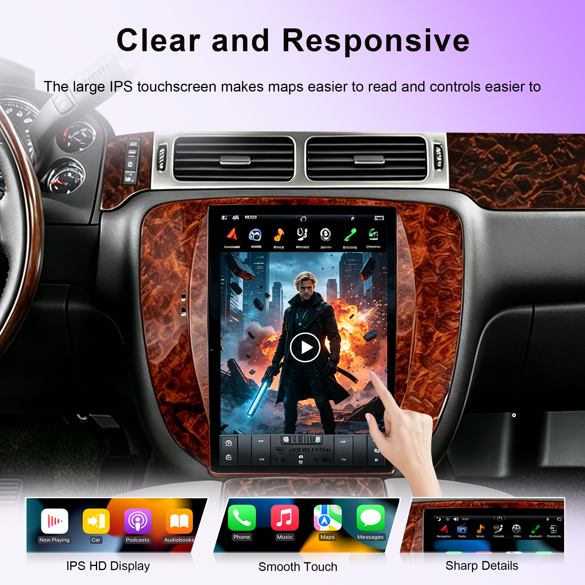 12.1" Tesla Style Android Car Stereo for GMC Yukon, Chevy Tahoe & Suburban 2007–2015, Wireless CarPlay, Android Auto, GPS, 4GB+32GB/64GB