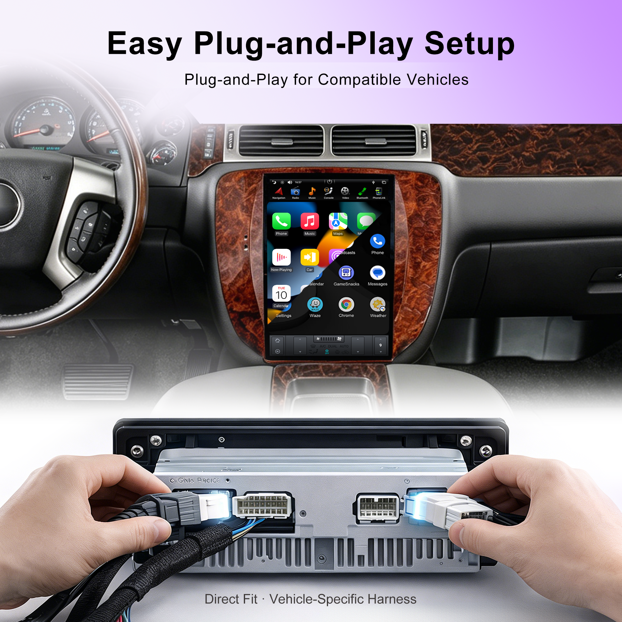 12.1" Tesla Style Android Car Stereo for GMC Yukon, Chevy Tahoe & Suburban 2007–2015, Wireless CarPlay, Android Auto, GPS, 4GB+32GB/64GB