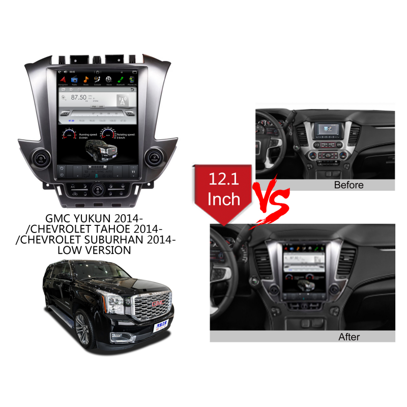 12.1 Inch Car Radio Tesla Style Multimedia Player For GMC Yukon 2015-/Chevrolet Tahoe 2014-/Chevrolet Suburban/Denali 2014- Low Version Head Unit DSP Carplay