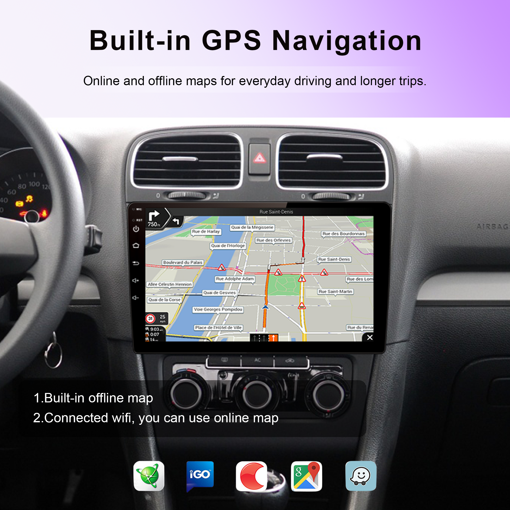 Android 9 Inch Universal Car Stereo Radio 2Din Multimedia Video Carplay & Android Auto in Dash Kit Head Unit GPS Navigation
