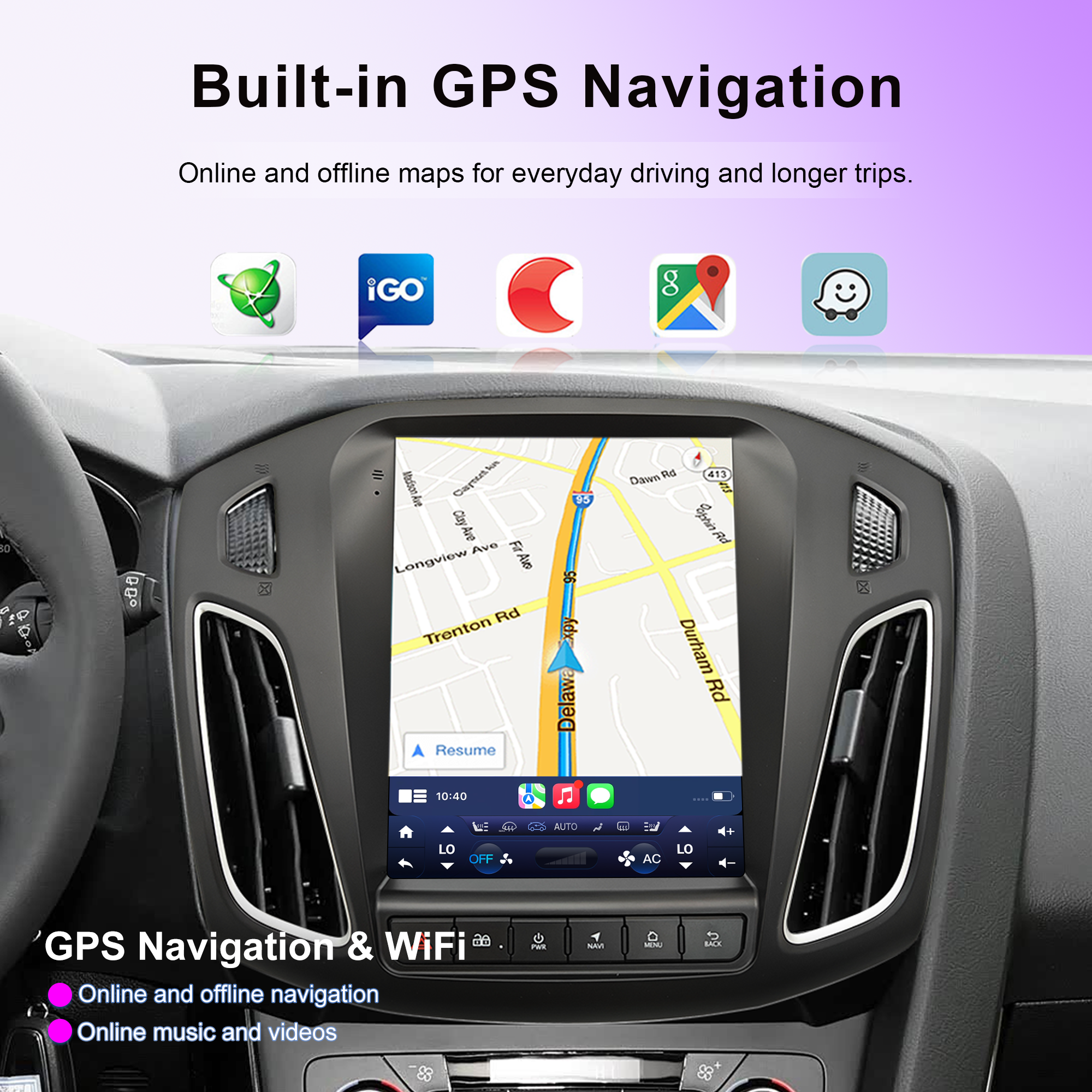 KSPIV Android 10.4 inch Tesla Style Screen for Ford Focus 2012 2013 2014 2015 Car Radio Stereo GPS Navigation Support OBD2 With Carpaly Headunit