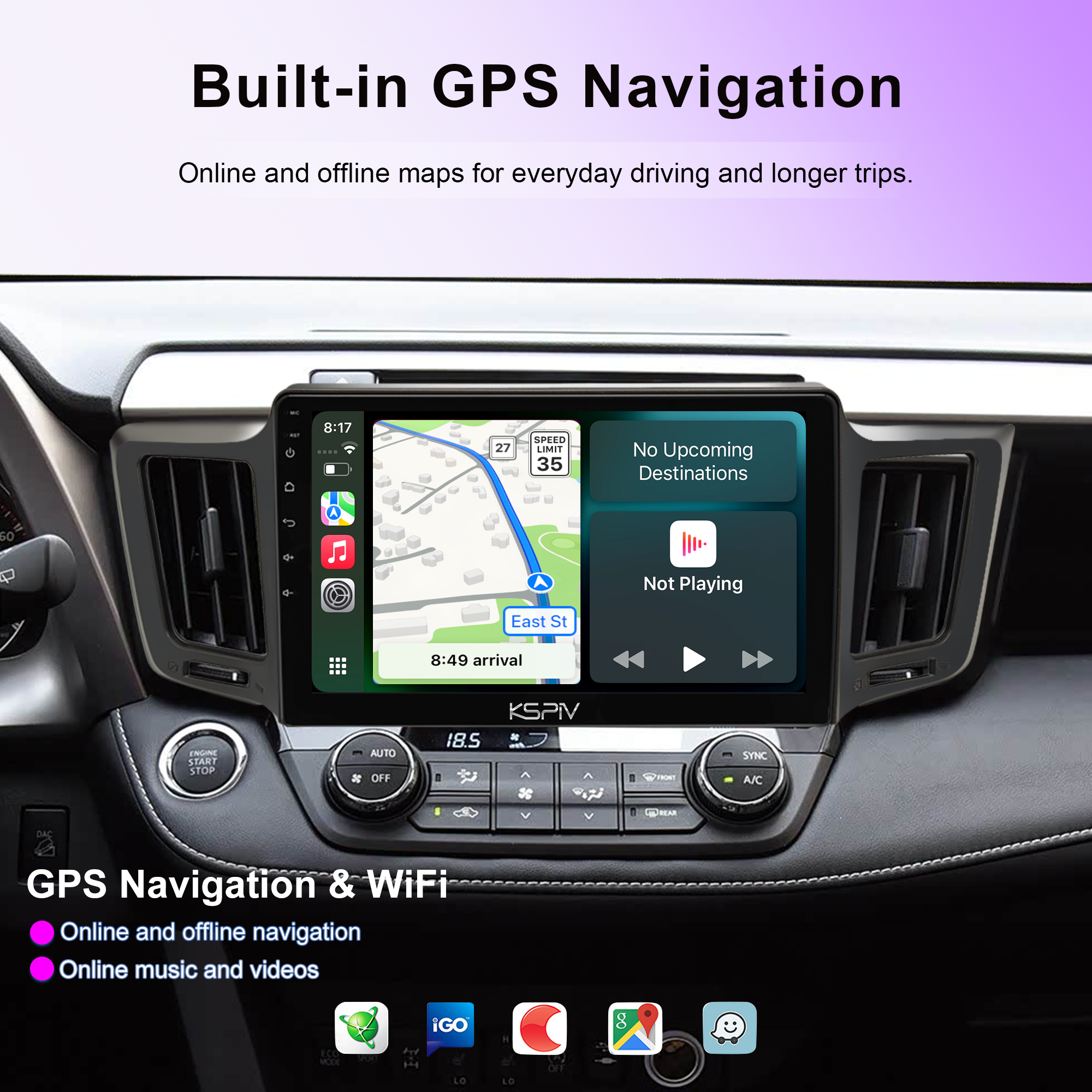 10.1 Inch Touch Screen for TOYOTA RAV4 2013-2018 Radio, Android Car Stereo with Carplay Android Auto in Dash GPS Navigation Bluetooth WIFI FM Steering Wheel Controls
