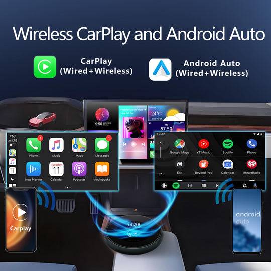 Kspiv CarPlay Ai Box with Android 13 Octa-Core Chip, Wireless CarPlay Android Auto Adapter with YouTube Disney+ Apps, Support Video Output 4G SIM & Dual WiFi OTA Update