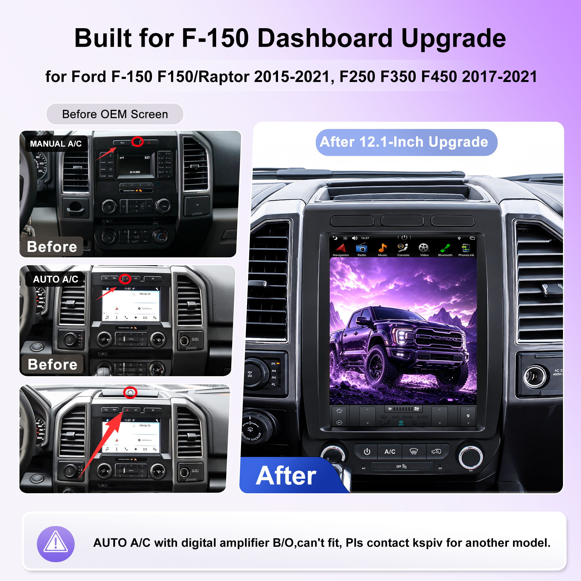 KSPIV | Ford F150/ Raptor 2015| Android 13 | Tesla Screen | 12.1 inch Car Stereo|  tesla style