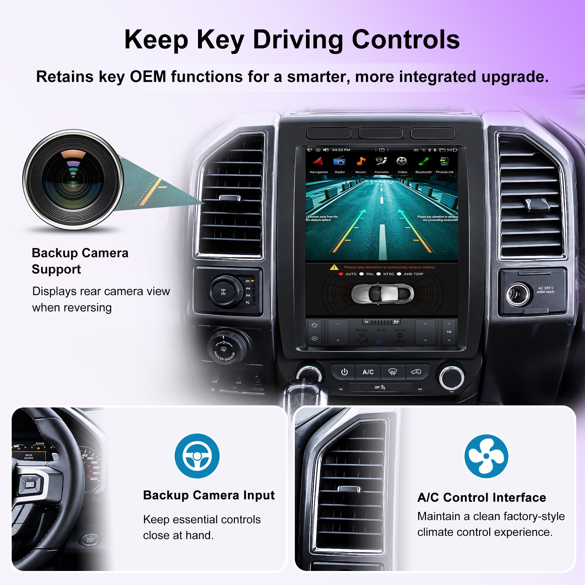 Kspiv 12.1 inch Android Car Stereo with Navigation for Ford F150 /Raptor 2015-Tesla Style Screen Wireless Carplay Android auto
