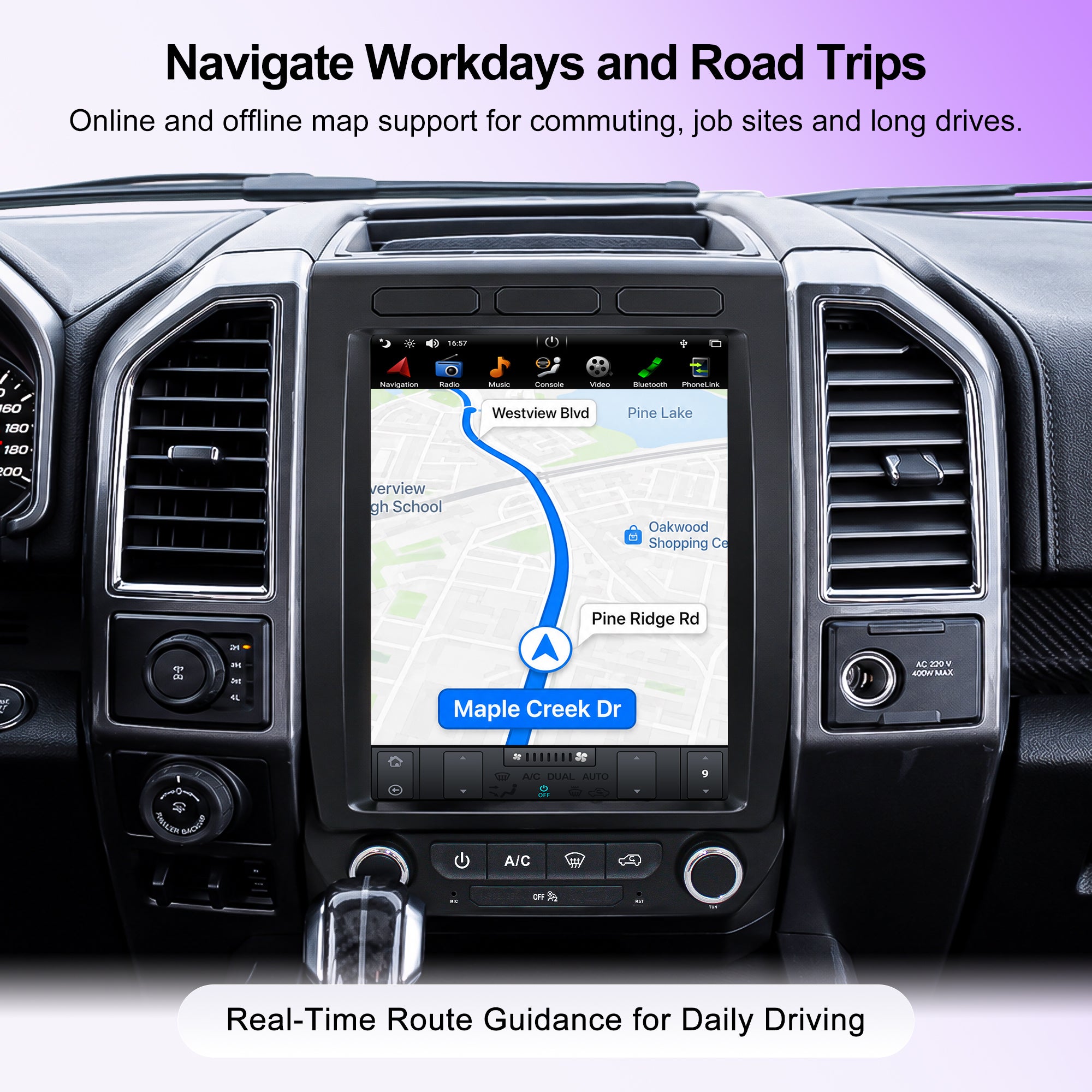 Kspiv 12.1 inch Android Car Stereo with Navigation for Ford F150 /Raptor 2015-Tesla Style Screen Wireless Carplay Android auto