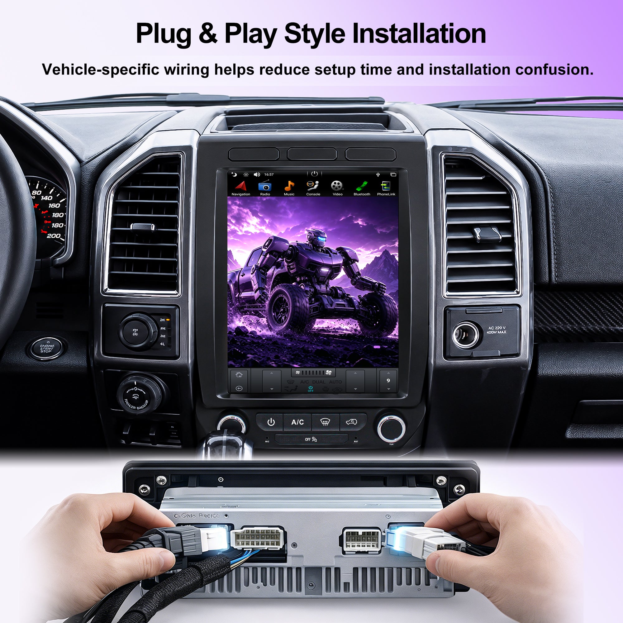 Kspiv 12.1 inch Android Car Stereo with Navigation for Ford F150 /Raptor 2015-Tesla Style Screen Wireless Carplay Android auto