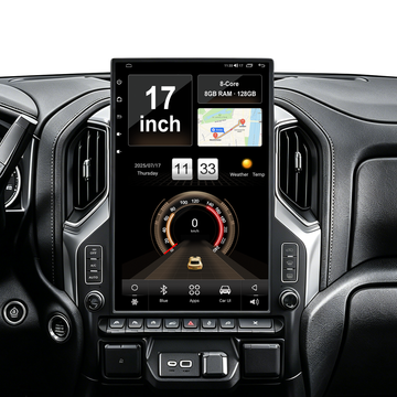 17 Inch T-Style Android 14 Car Stereo for GMC Sierra 2019+ Silverado LD 2019+ VIA VTrux Truck, 8GB+128GB 4G LTE Touch Screen Radio with Wireless CarPlay Android Auto, GPS, DSP, Backup Camera Support, Plug & Play
