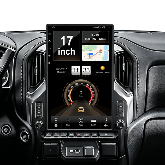 17 Inch T-Style Android 14 Car Stereo for GMC Sierra 2019+ Silverado LD 2019+ VIA VTrux Truck, 8GB+128GB 4G LTE Touch Screen Radio with Wireless CarPlay Android Auto, GPS, DSP, Backup Camera Support, Plug & Play