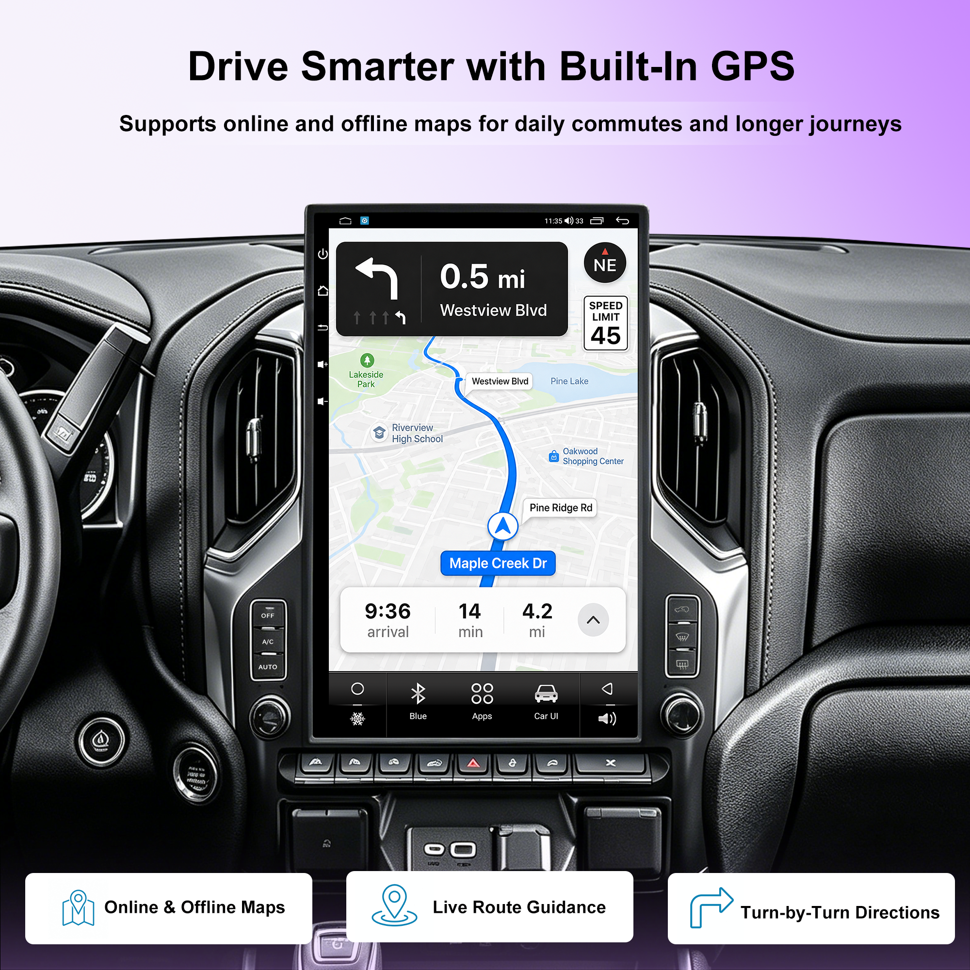 17 Inch T-Style Android 14 Car Stereo for GMC Sierra 2019+ Silverado LD 2019+ VIA VTrux Truck, 8GB+128GB 4G LTE Touch Screen Radio with Wireless CarPlay Android Auto, GPS, DSP, Backup Camera Support, Plug & Play