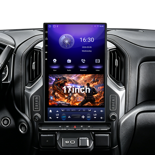 17" T-Style Android 14 Car Stereo for GMC Sierra 2019+ / Silverado LD 2019+ / VIA VTrux Truck, Wireless CarPlay Android Auto, 8GB+128GB, 4G LTE, GPS, Backup Camera, Plug & Play
