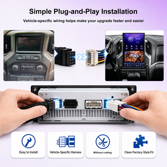 17" T-Style Android 14 Car Stereo for GMC Sierra 2019+ / Silverado LD 2019+ / VIA VTrux Truck, Wireless CarPlay Android Auto, 8GB+128GB, 4G LTE, GPS, Backup Camera, Plug & Play