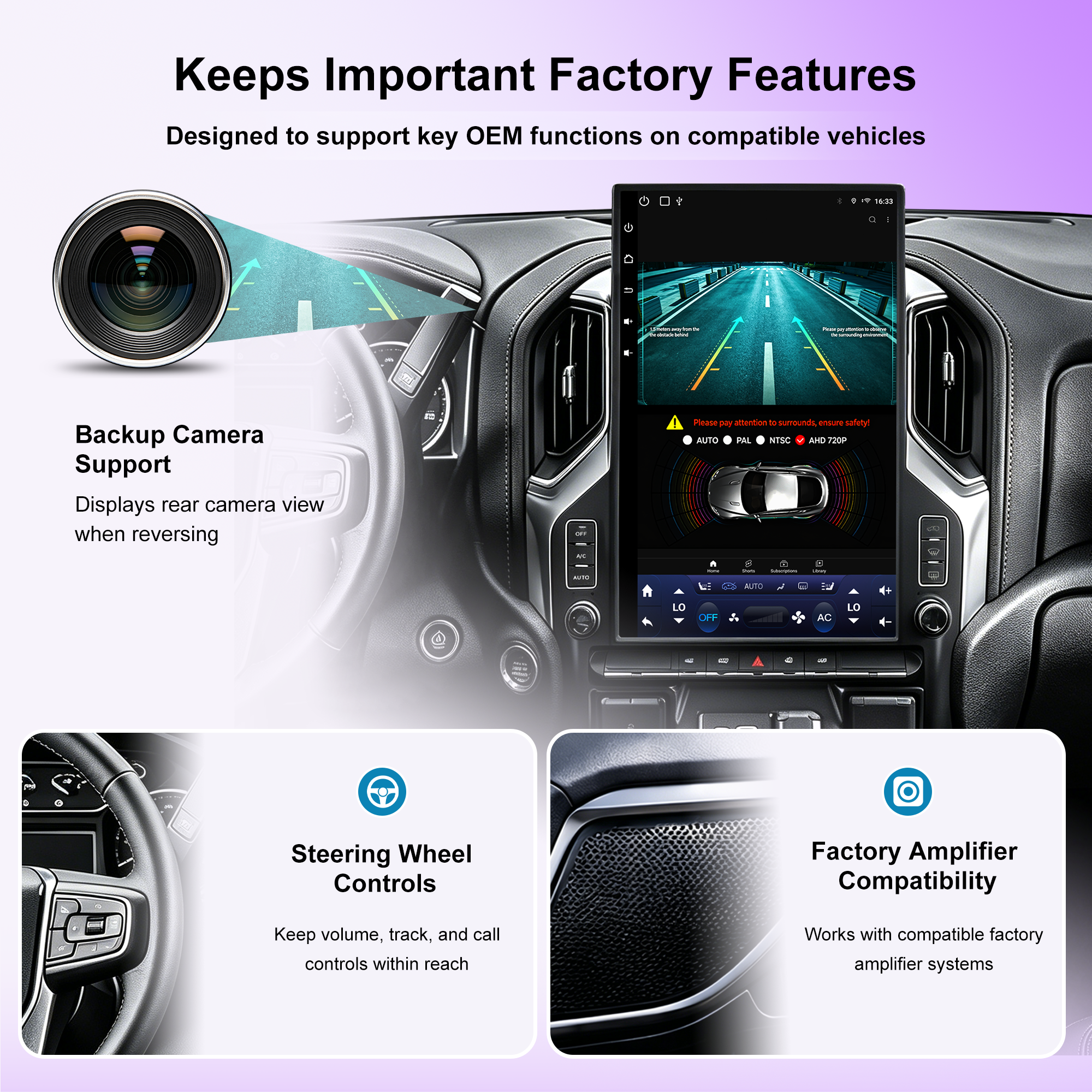 17" T-Style Android 14 Car Stereo for GMC Sierra 2019+ / Silverado LD 2019+ / VIA VTrux Truck, Wireless CarPlay Android Auto, 8GB+128GB, 4G LTE, GPS, Backup Camera, Plug & Play（副本）