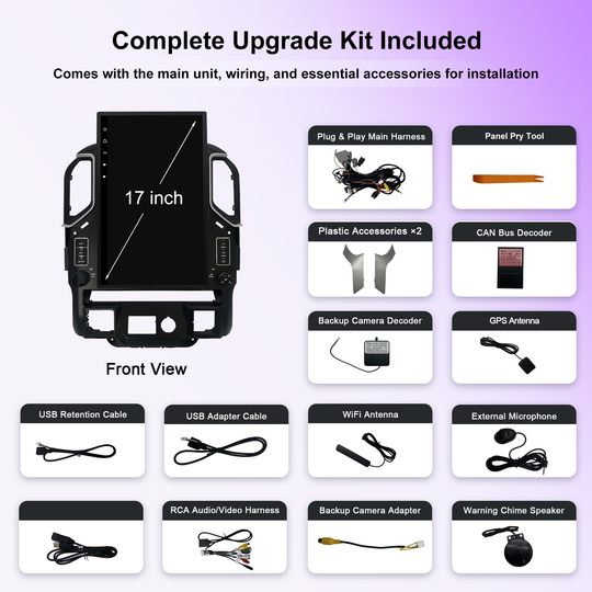 17" T-Style Android 14 Car Stereo for GMC Sierra 2019+ / Silverado LD 2019+ / VIA VTrux Truck, Wireless CarPlay Android Auto, 8GB+128GB, 4G LTE, GPS, Backup Camera, Plug & Play