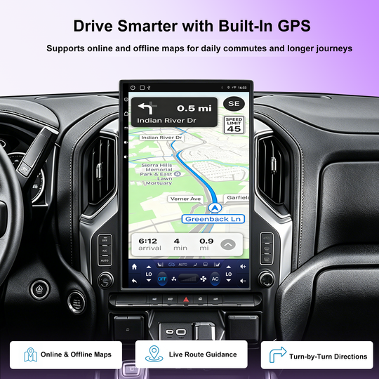 17" T-Style Android 14 Car Stereo for GMC Sierra 2019+ / Silverado LD 2019+ / VIA VTrux Truck, Wireless CarPlay Android Auto, 8GB+128GB, 4G LTE, GPS, Backup Camera, Plug & Play