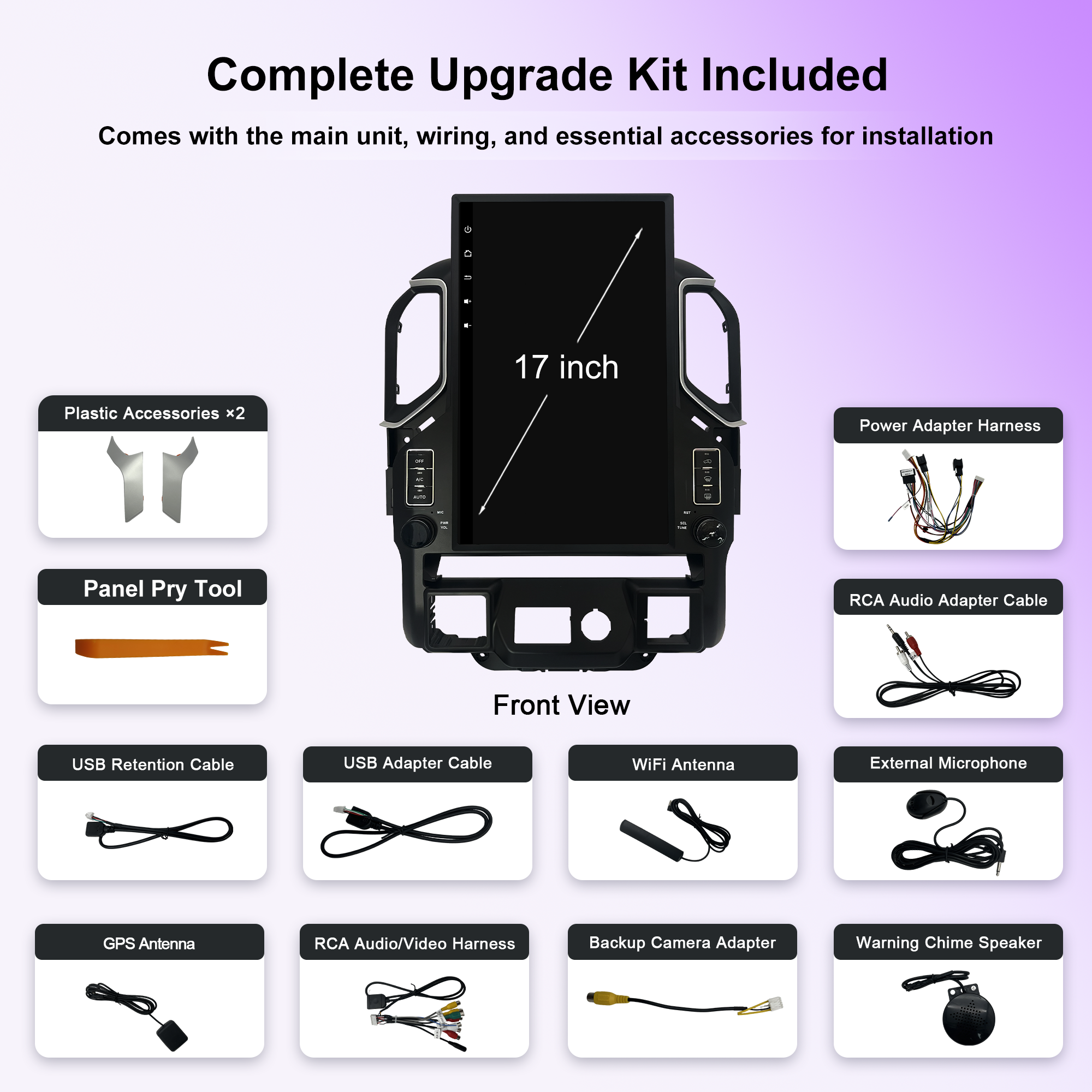 17 Inch T-Style Android 14 Car Stereo for GMC Sierra 2019+ Silverado LD 2019+ VIA VTrux Truck, 8GB+128GB 4G LTE Touch Screen Radio with Wireless CarPlay Android Auto, GPS, DSP, Backup Camera Support, Plug & Play