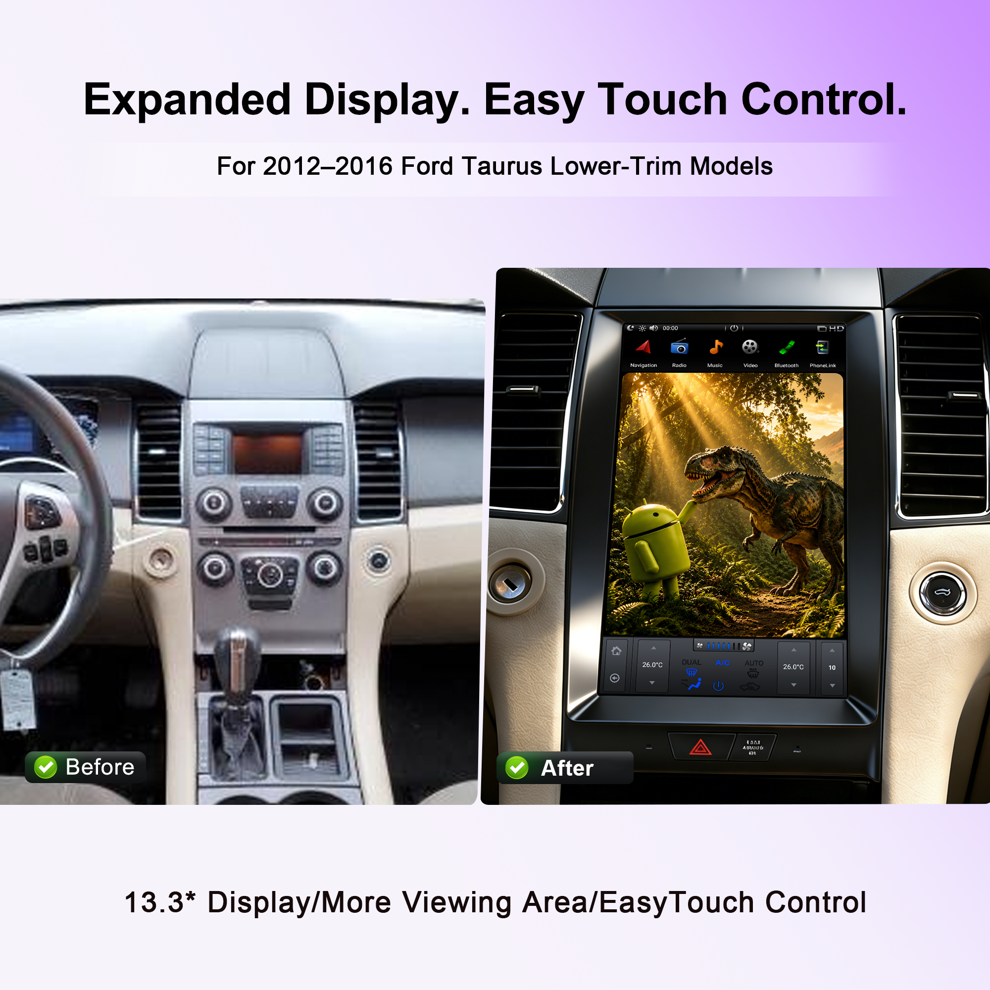 Android 11 Tesla Stila Ekrano Aŭta GPS-Navigado Por Ford Taurus 2012-2016 Radio Stereo Plurmedia Ludilo kun Bluetooth Carplay