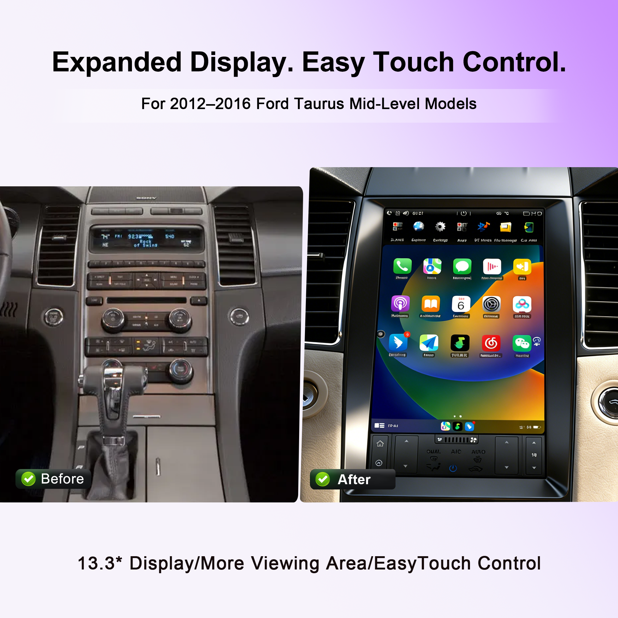 KSPIV | Tesla Style Vertical Screen |  Ford Taurus | 2012-2016 | Middle Level Car Radio Stereo