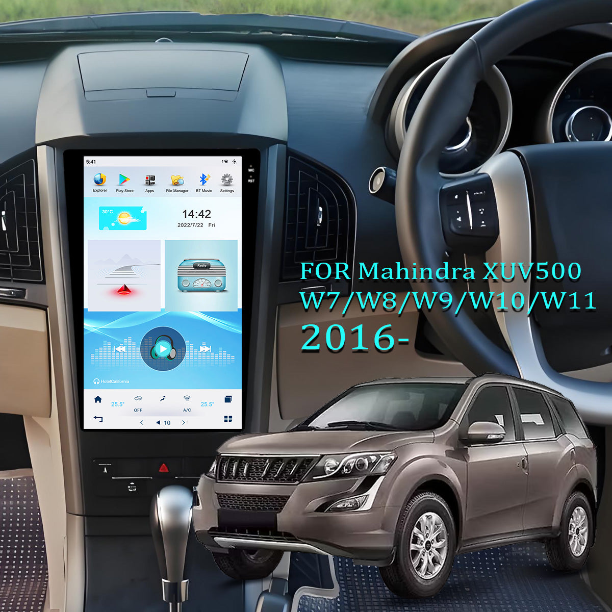 KSPIV | 12.1" Tesla Style Screen | Mahindra XUV500 W7/W8/W9/W10 /W11 2016- | Android 13 Car Radio