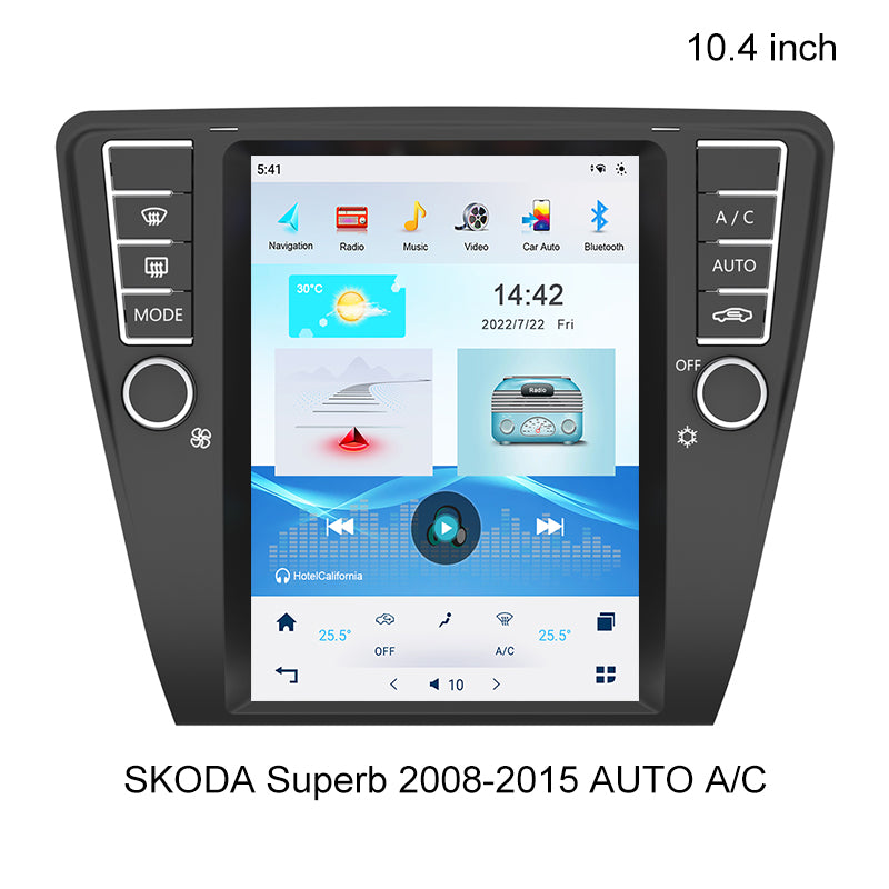 10.4 coloj Android Aŭta Radio Por SKODA Superb 2008-2015 AUTOA ​​A/C Plurmedia Videoludilo Navigado 4G + WiFi DSP