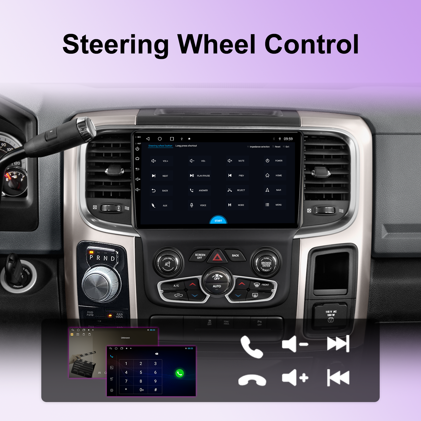 10.4" Vertical Android 14 Car Stereo for Dodge Ram 1500 2500 3500 2013-2018 Auto A/C, Wireless CarPlay Android Auto, 4G LTE GPS Navigation, Bluetooth, Backup Camera, Steering Wheel Control, Plug & Play