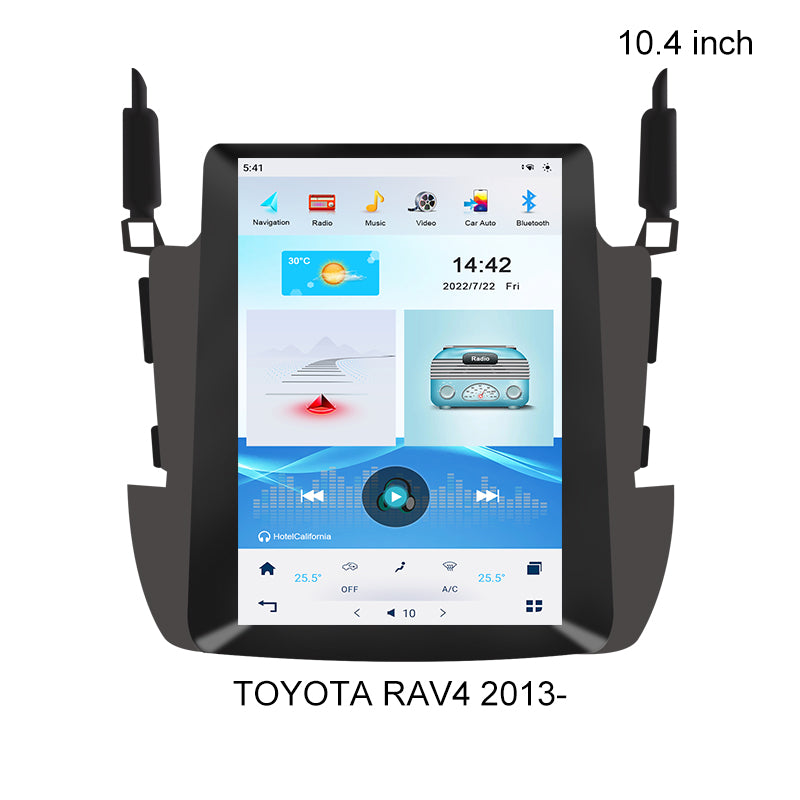 10.4 Coloj Tesla Stilo Vertikala Ekrano Aŭta Multimedia Ludilo Por TOYOTA RAV4 2013- GPS Stereo-Naviga Unuo